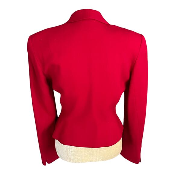 Christian Dior Vintage Red Wool Crop Blazer Size 2 - Picture 6 of 16